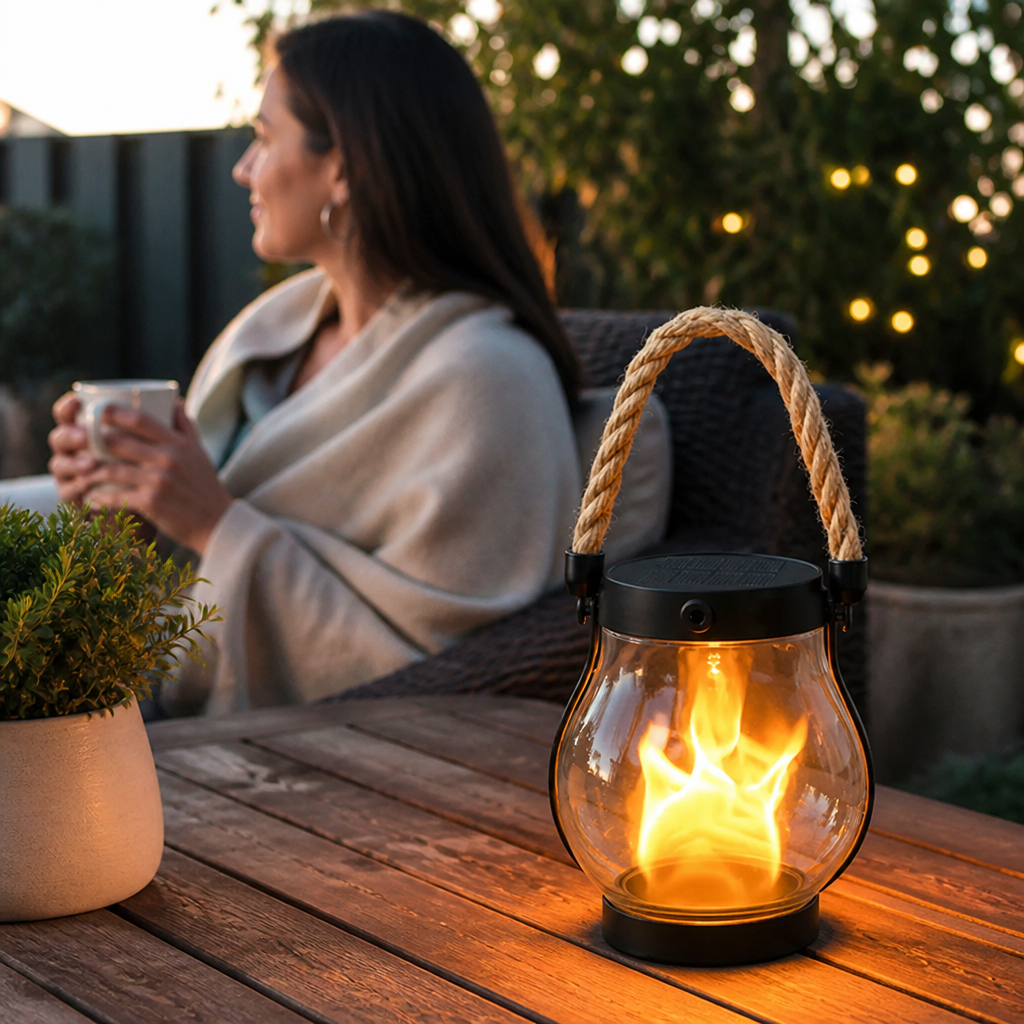 Realistic Flame Solar Lantern (Dusk Sensor)