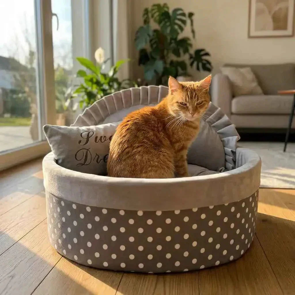 Polka Dot Pet Bed for Small Dogs and Cats – Comfortable Design
