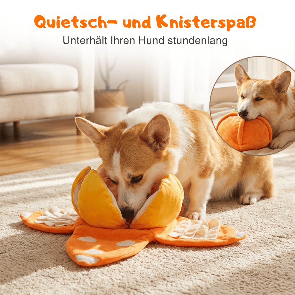 Foldable Snuffle Puzzle – Plush Dog Toy with Treat Storage