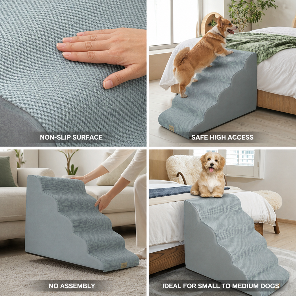 Non-Slip Polyester 5-Step Dog Stairs