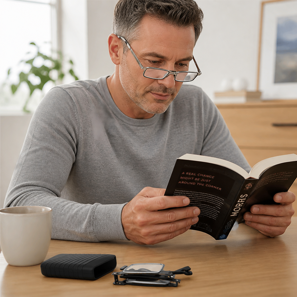 Foldable Lightweight Acrylic Reading Glasses (With Case)