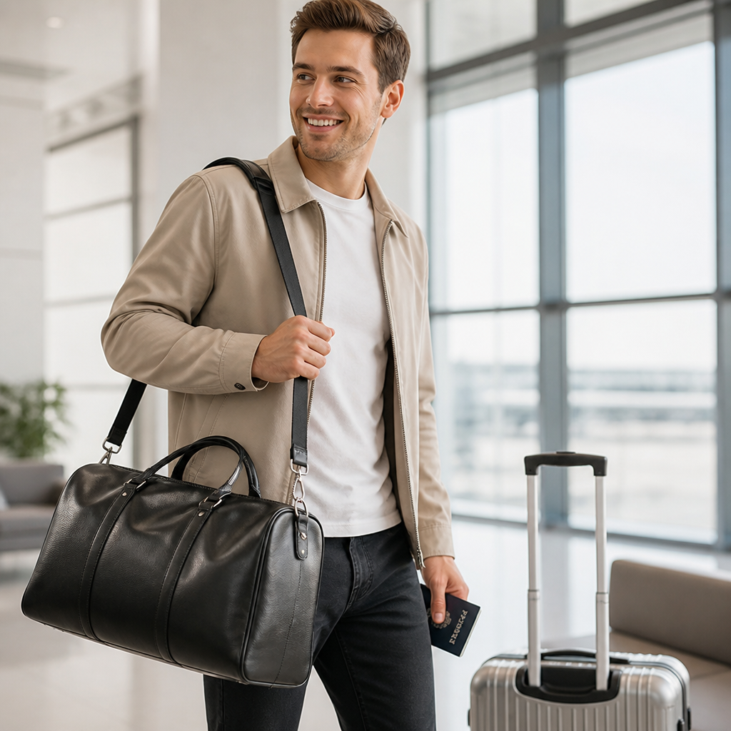 Large-Capacity PU Leather Duffel Bag (Carry-On Size)