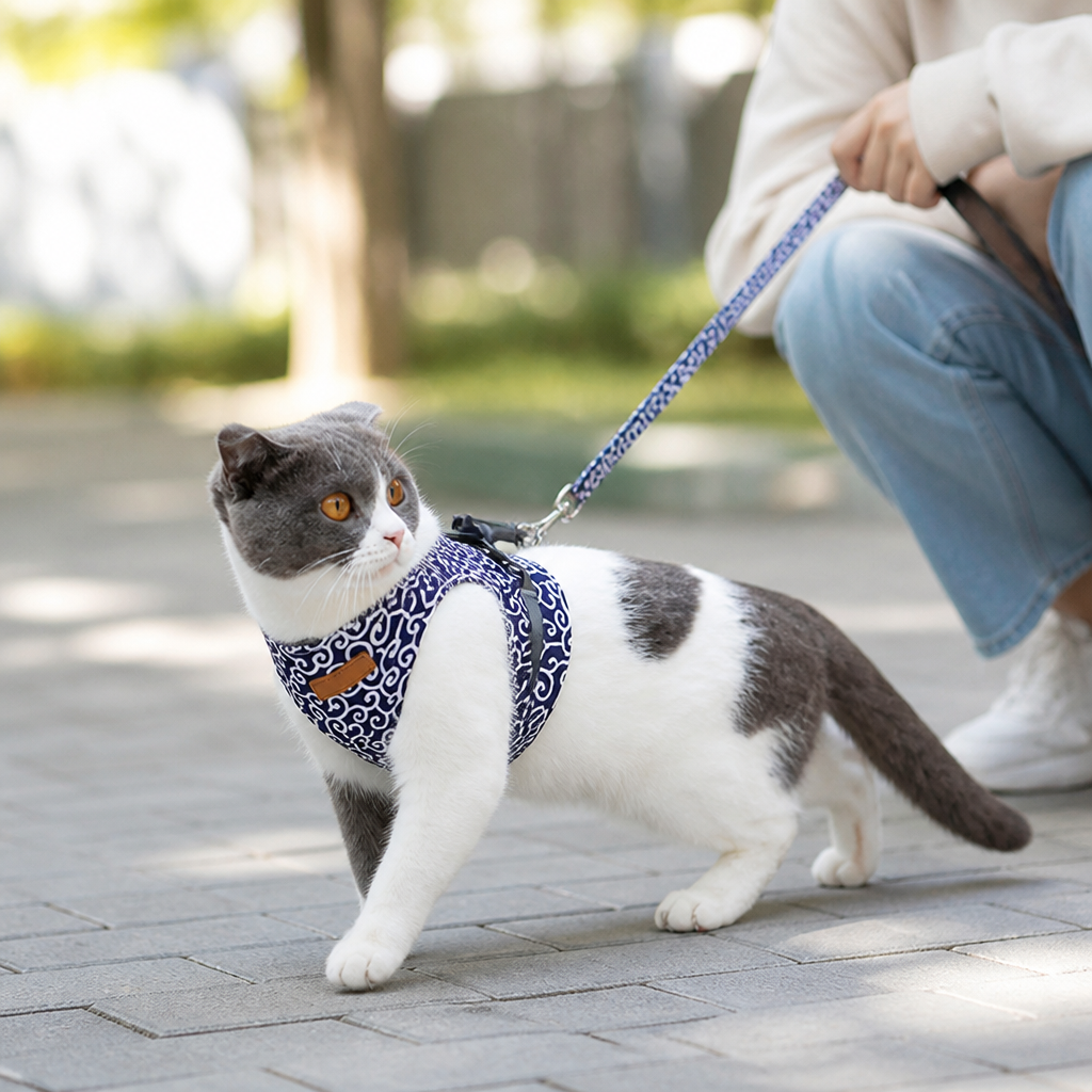 Anti-Escape 4-Point Breathable Pet Harness (Cat & Small Dog)