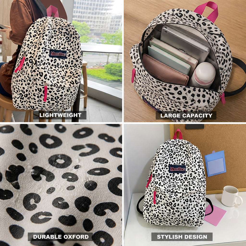 Lightweight Durable Leopard Print Backpack
