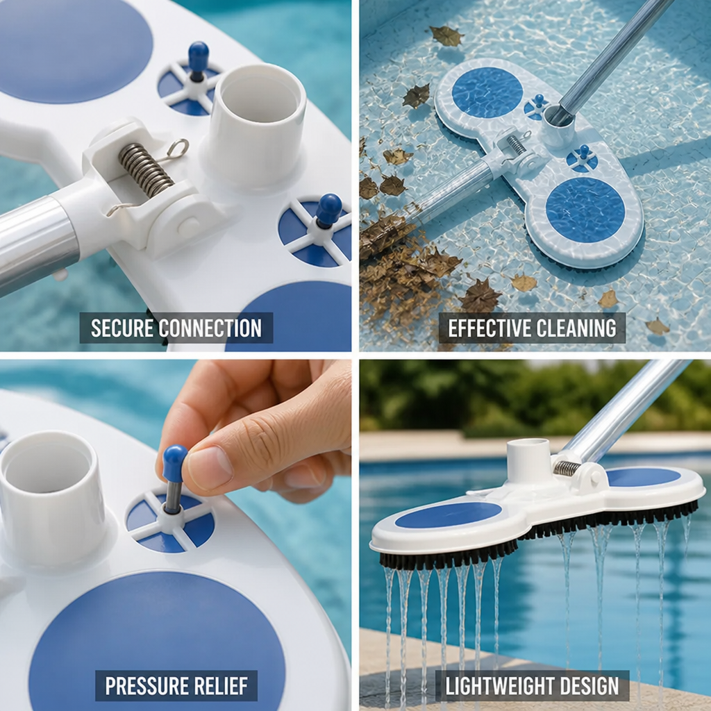 Pressure-Relief Valve & Stainless Steel Springs Pool Vacuum Head