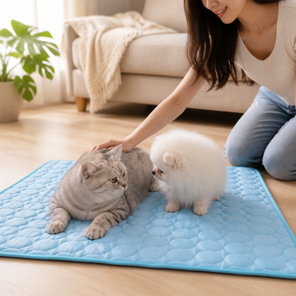 Rapid Self-Cooling Plush Pet Cooling Mat