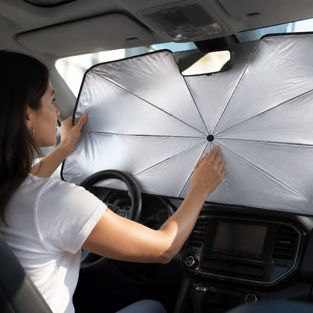 Reflective Aluminum Quick-Open Windshield Sunshade
