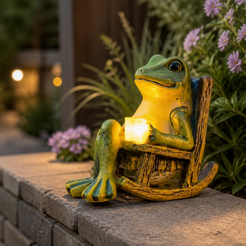Solar Automatic Warm White Garden Frog Light