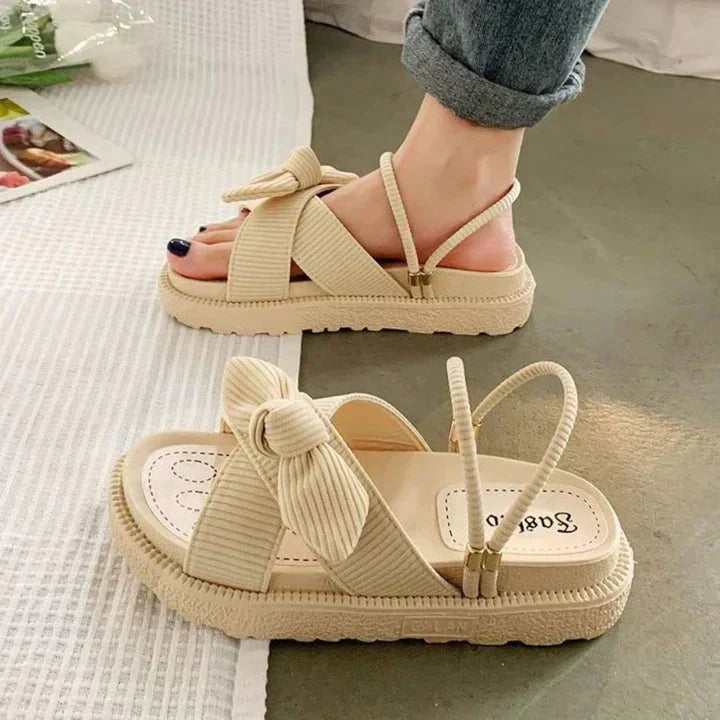Adjustable Strap Women's Sandals with Bow Decoration
