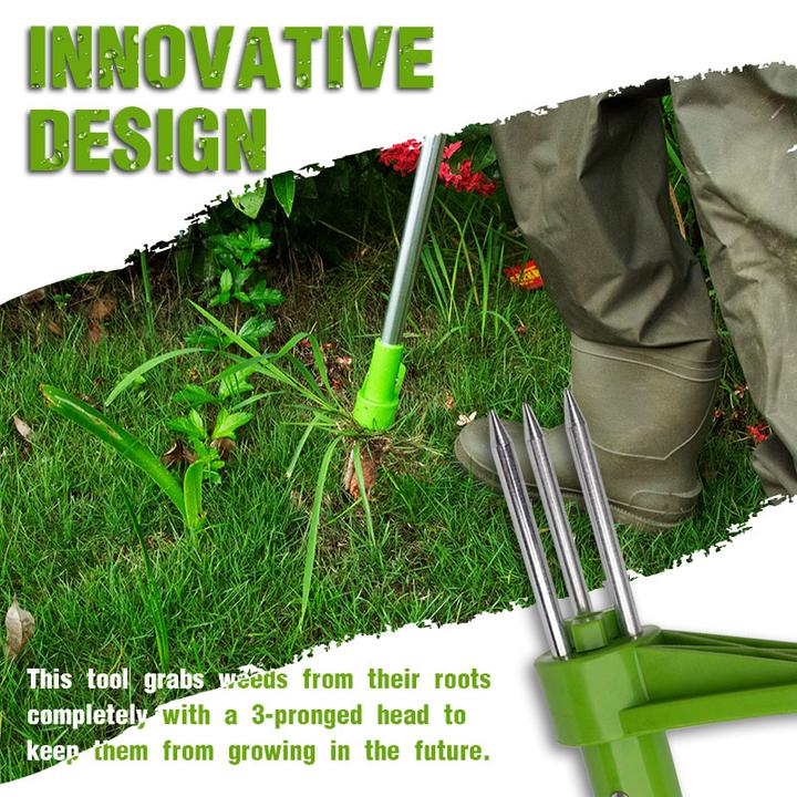 Foot Pedal Weed Remover with Triple Steel Claw Design