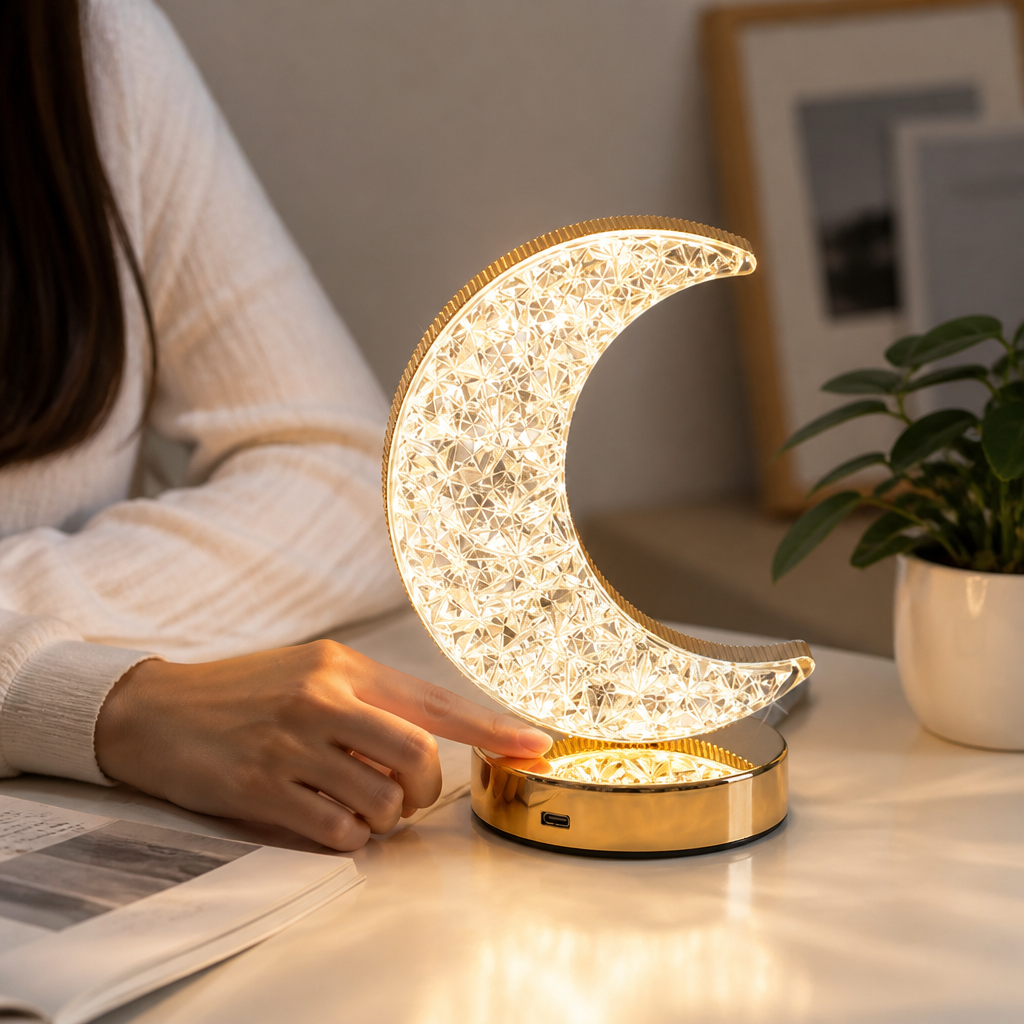 Crystal Dimmable Table Lamp (Three Color Modes)
