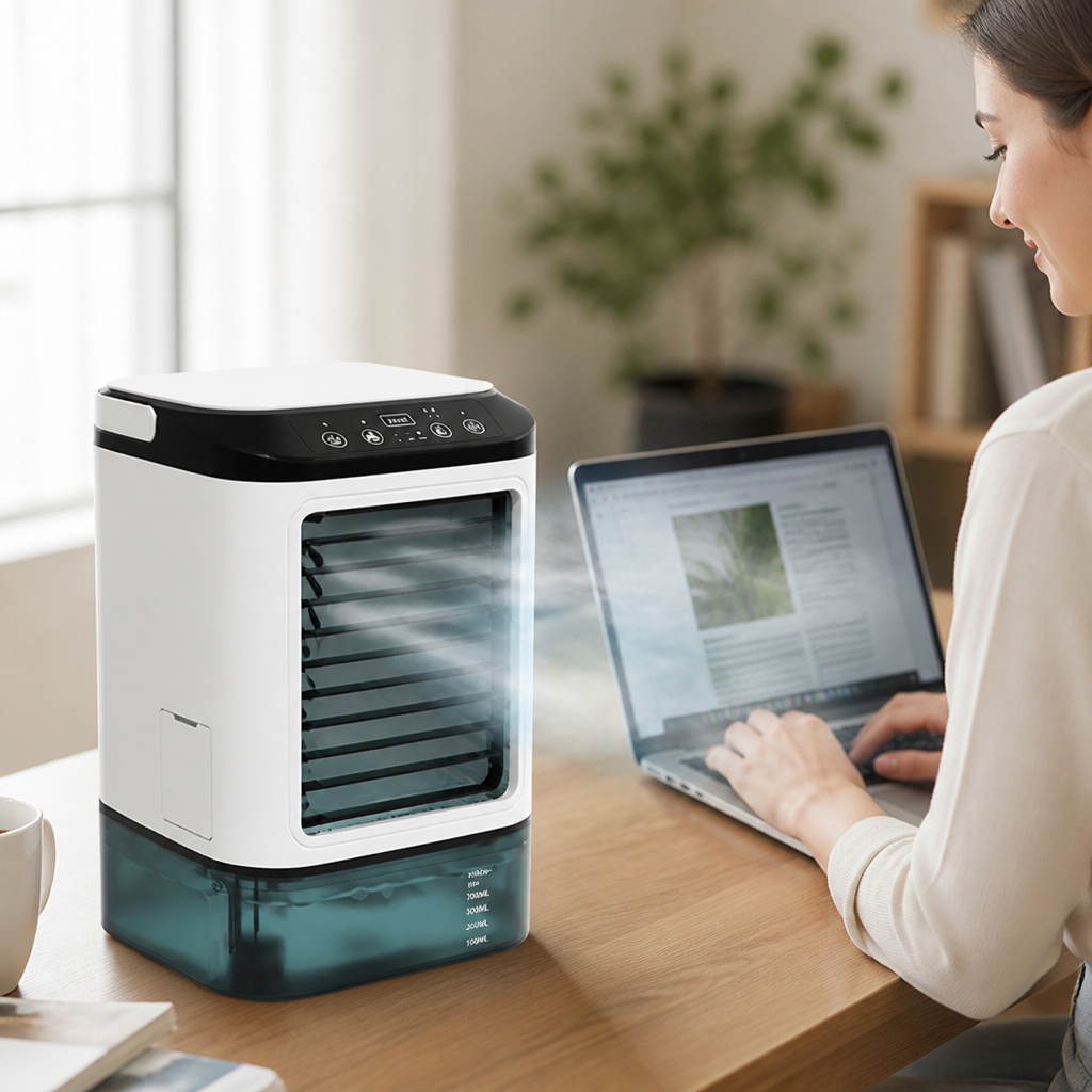 Ultrasonic Humidifying Quiet & Portable Personal Air Cooler (900ml Tank)