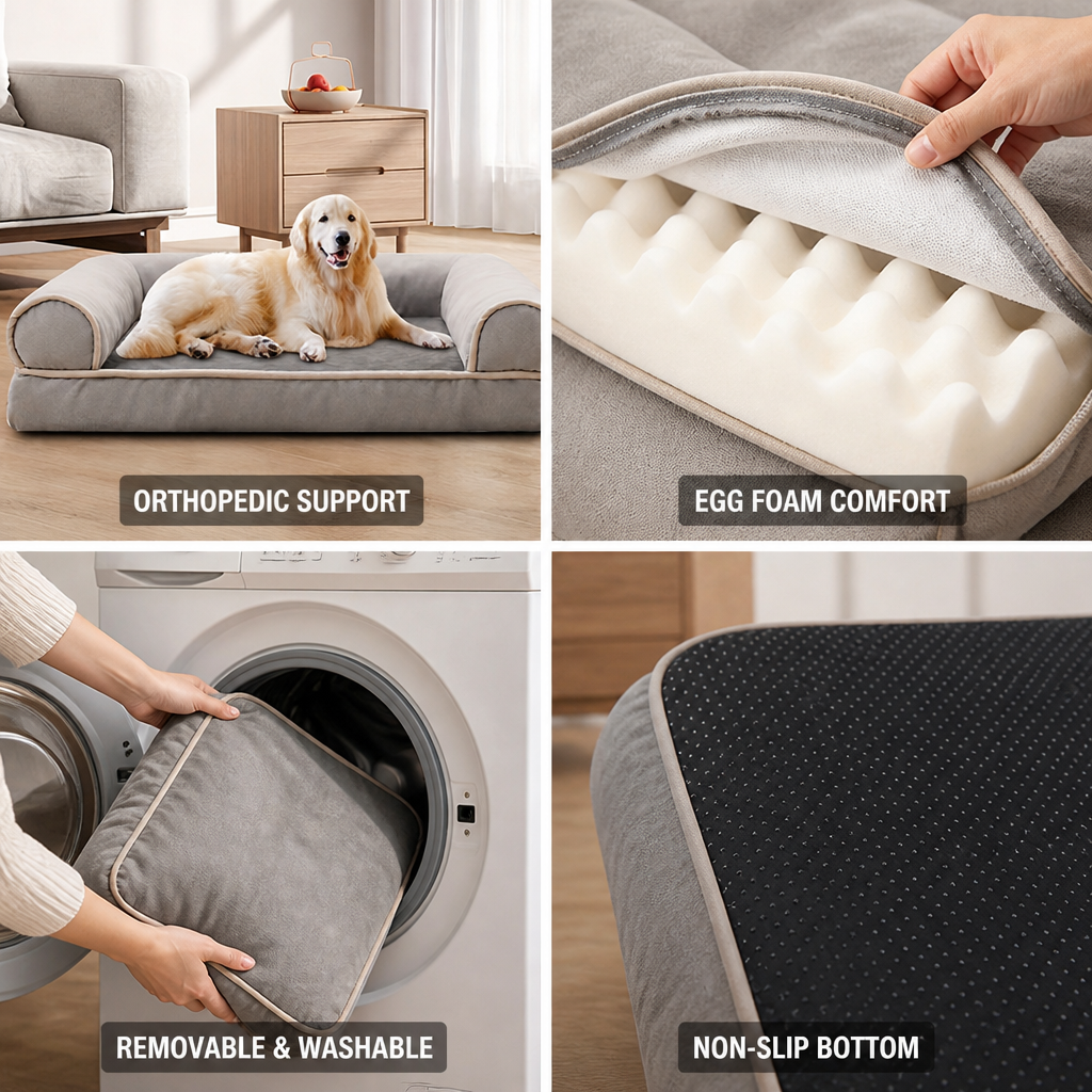 Orthopedic Egg Foam Dog Bed (Removable Washable Cover)