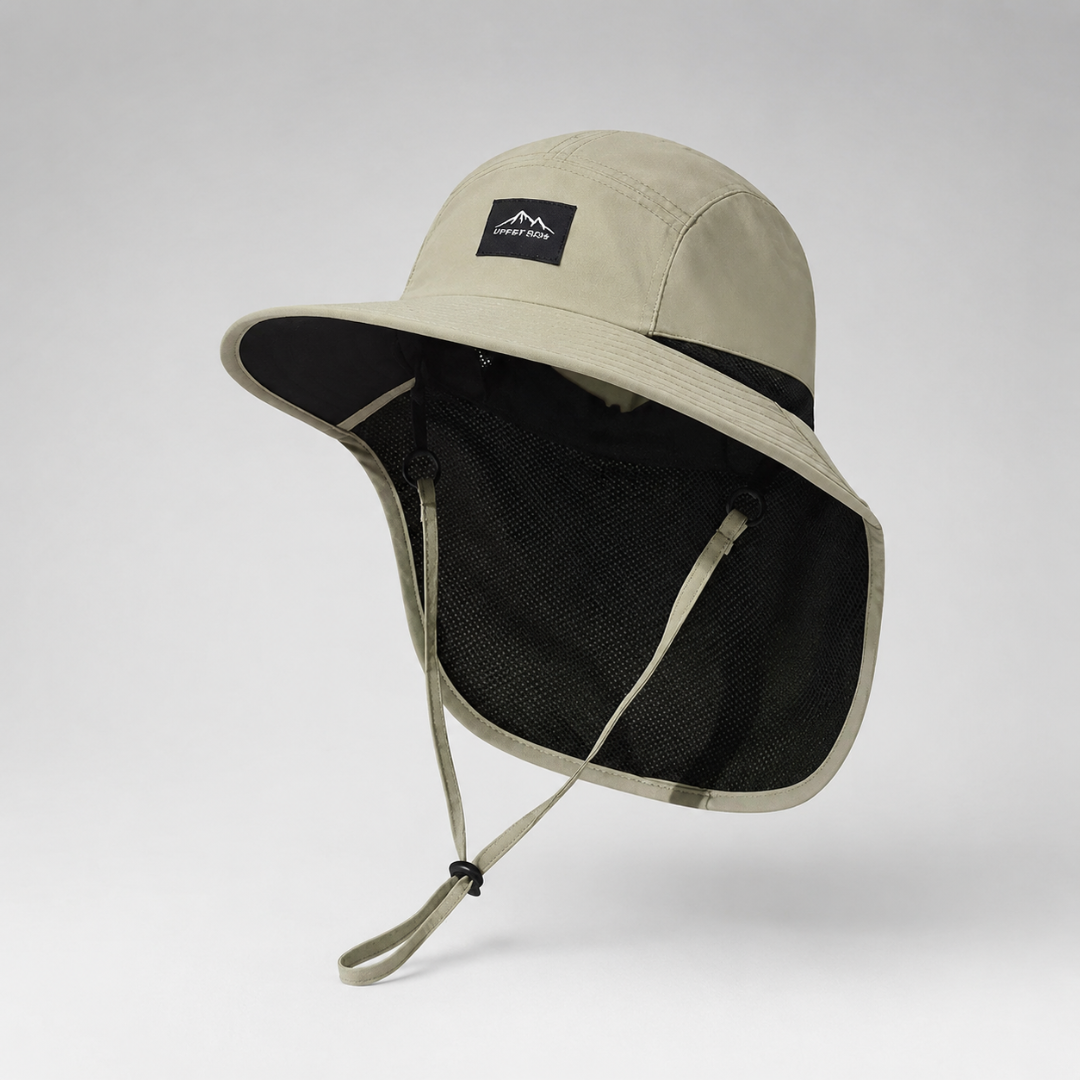 UV-Resistant Wide-Brimmed Hat with Neck Cover for Hiking and Outdoors