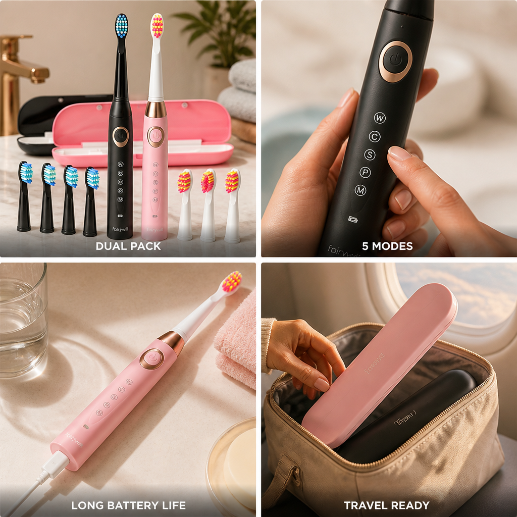 Rechargeable Multi-Mode Electric Toothbrushes (2-Pack)
