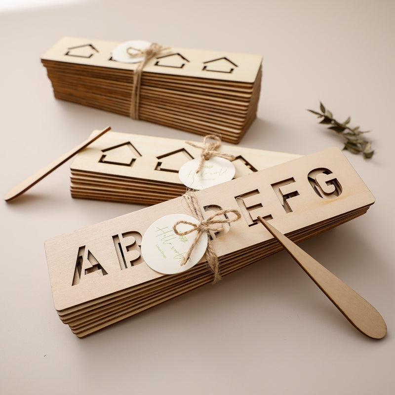 Wooden Learning Templates for Letters and Numbers