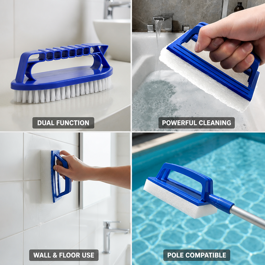 2-in-1 Pool Brush With Durable Bristles (Pole Compatible)