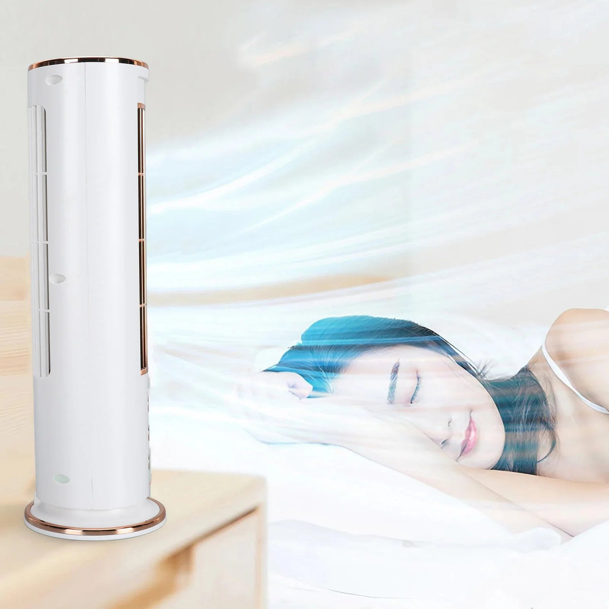 Personal Tower Fan with Remote – USB Rechargeable, 3-Speed Bladeless Design for Home & Office