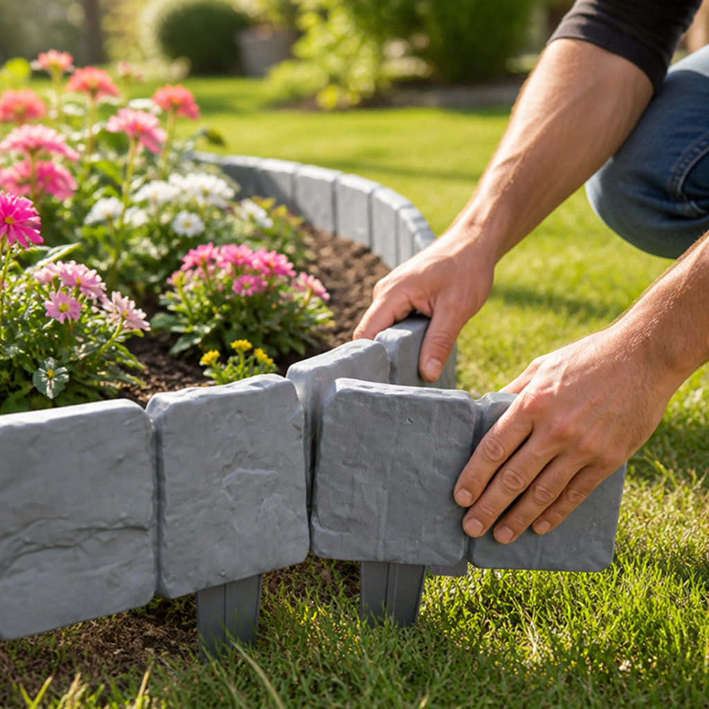 Stone-Look Tool-Free Snap Garden Bed Edging