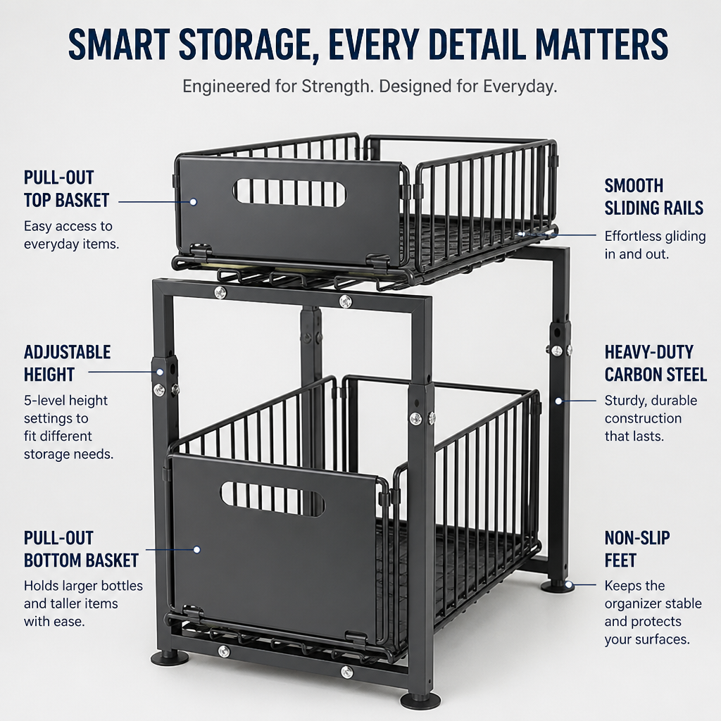 SpaceMaster™ — Instantly Transform Chaos Into Calm with Effortless, Adjustable Storage