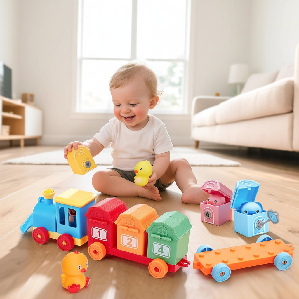 Counting and Sorting Train Set for Toddlers with Numbered Cars and Farm Animals