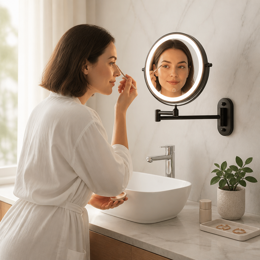 Rechargeable Stepless LED Wall-Mounted Magnifying Mirror (3x–10x)
