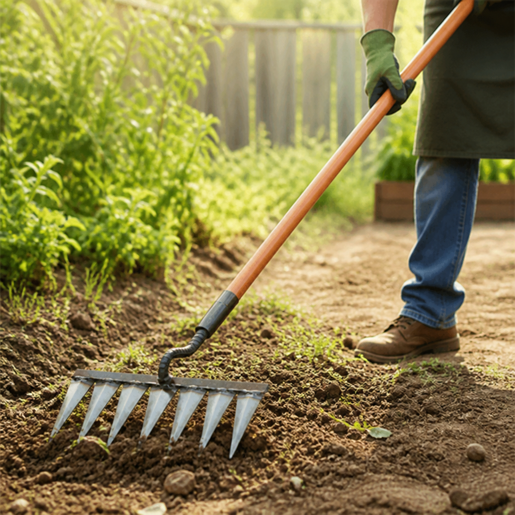 Ultra-Sharp Carbon Steel Garden Rake (4–7 Tines)