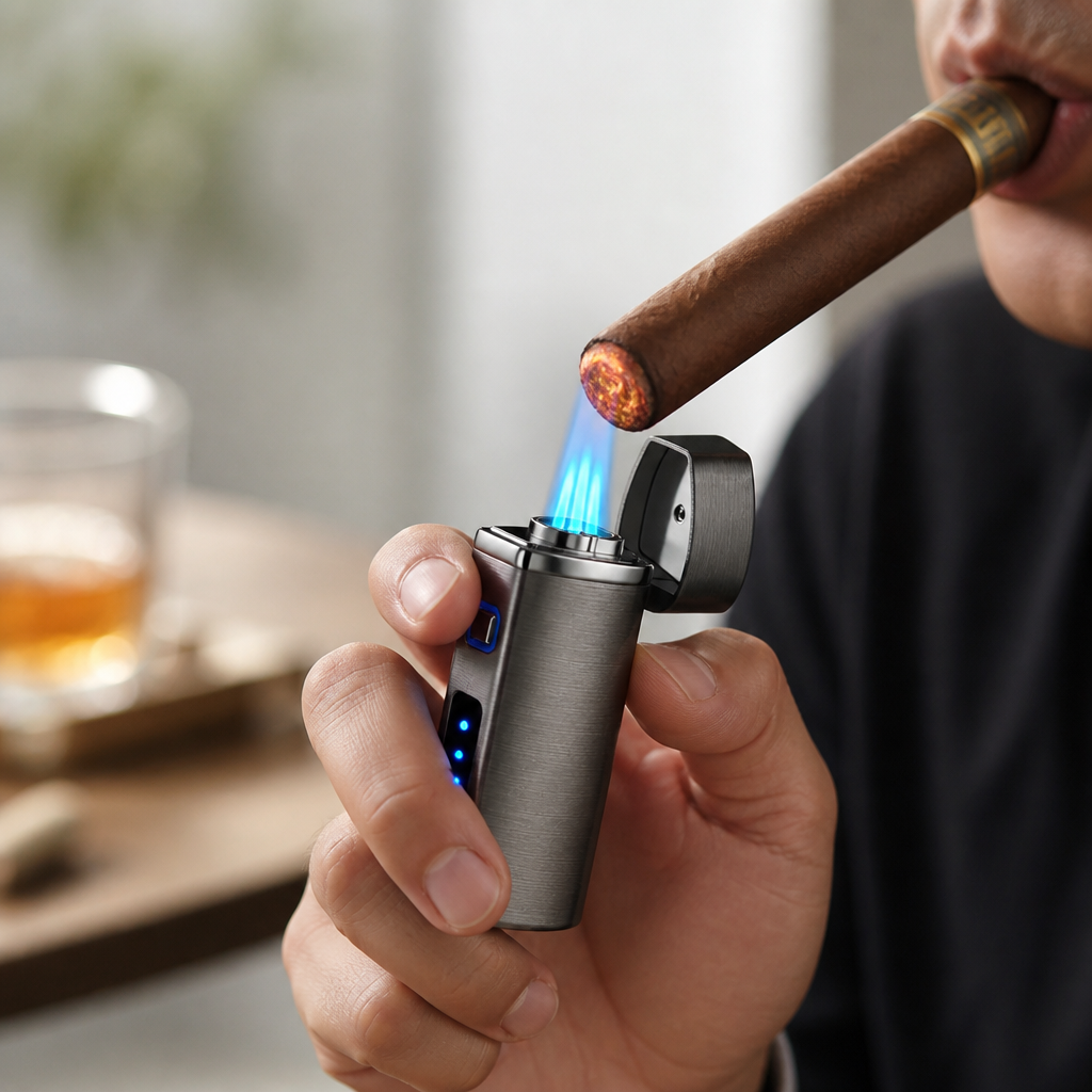 Triple Jet Touch-Activated USB Rechargeable Lighter