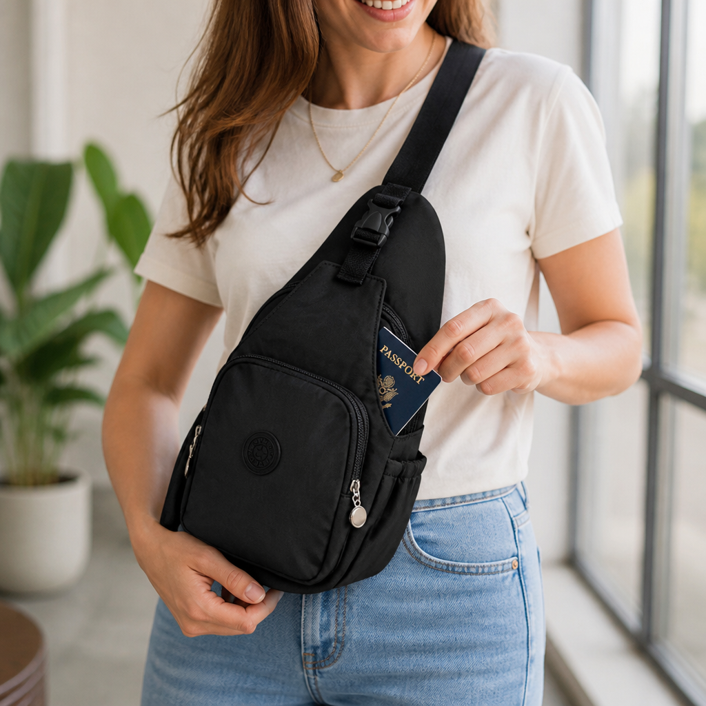 Cut-Resistant Strap & RFID-Blocking Crossbody Sling Bag