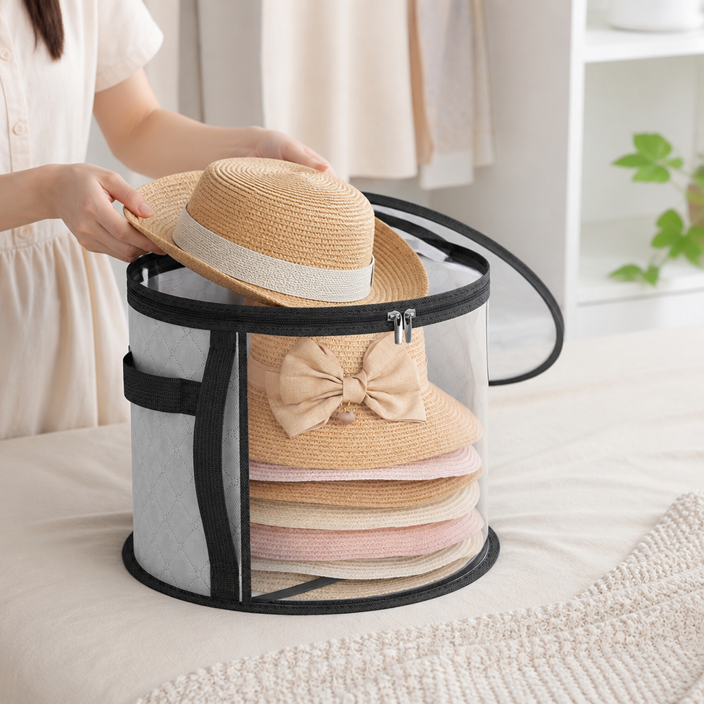 Clear-Window Dustproof Hat Storage Case (Holds 57 Wide-Brim Hats)