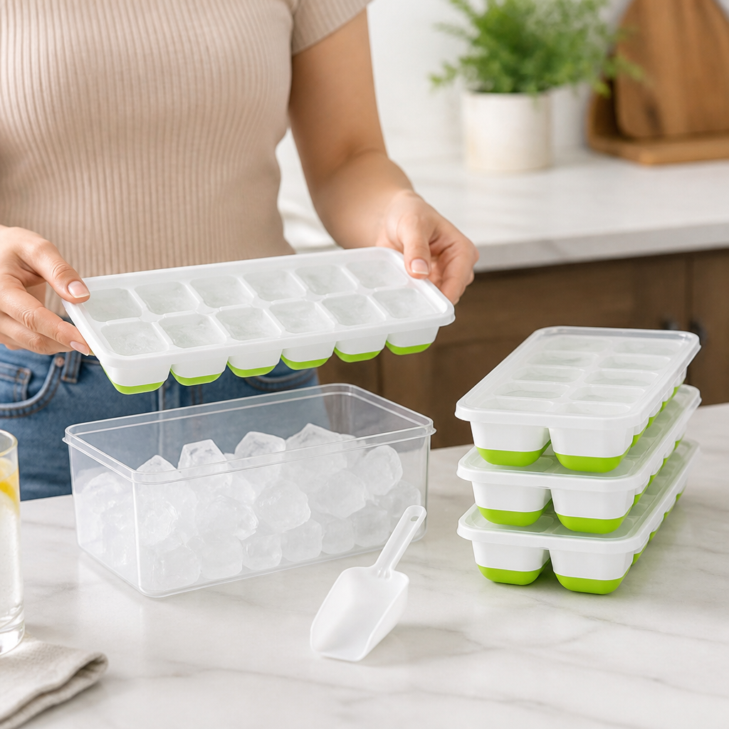 Flexible Silicone Stackable Ice Cube Trays (Set of 4)