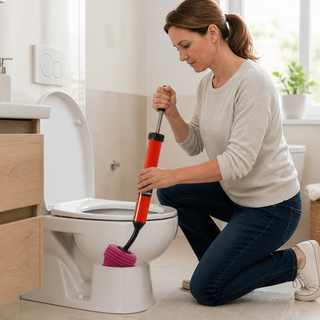 Manual High-Pressure Chemical-Free Drain Plunger (Flexible Nozzle, 66 cm)