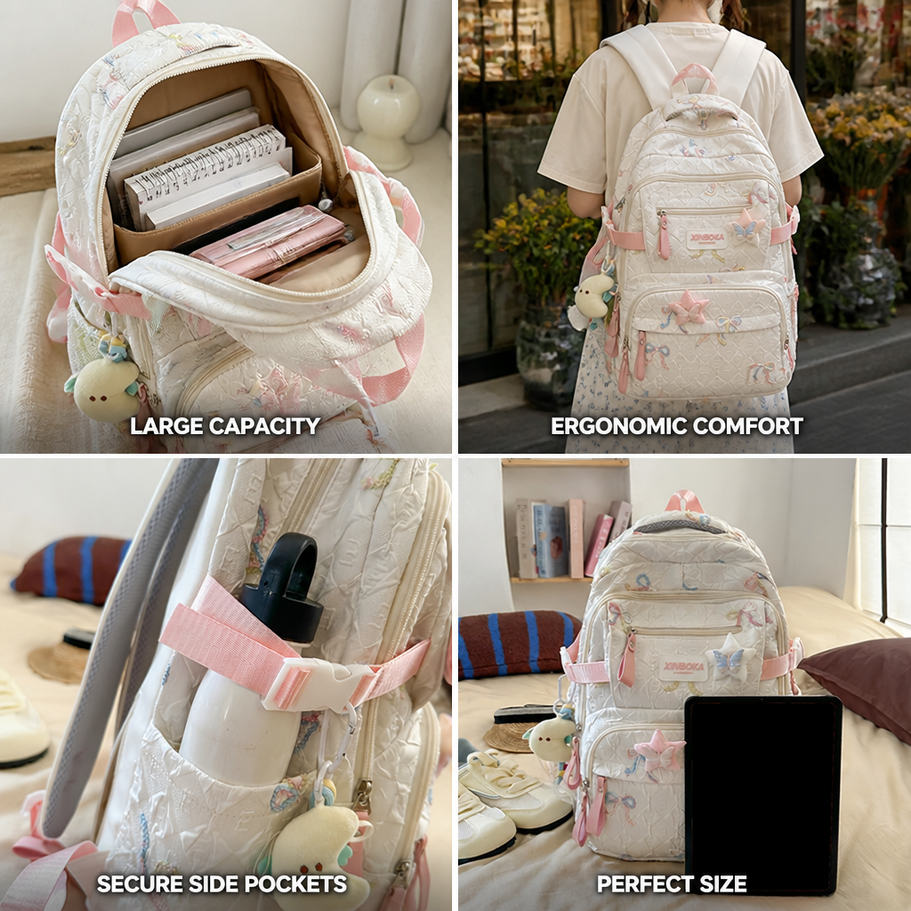Ergonomic S-Shaped Straps Large-Capacity Women's Backpack