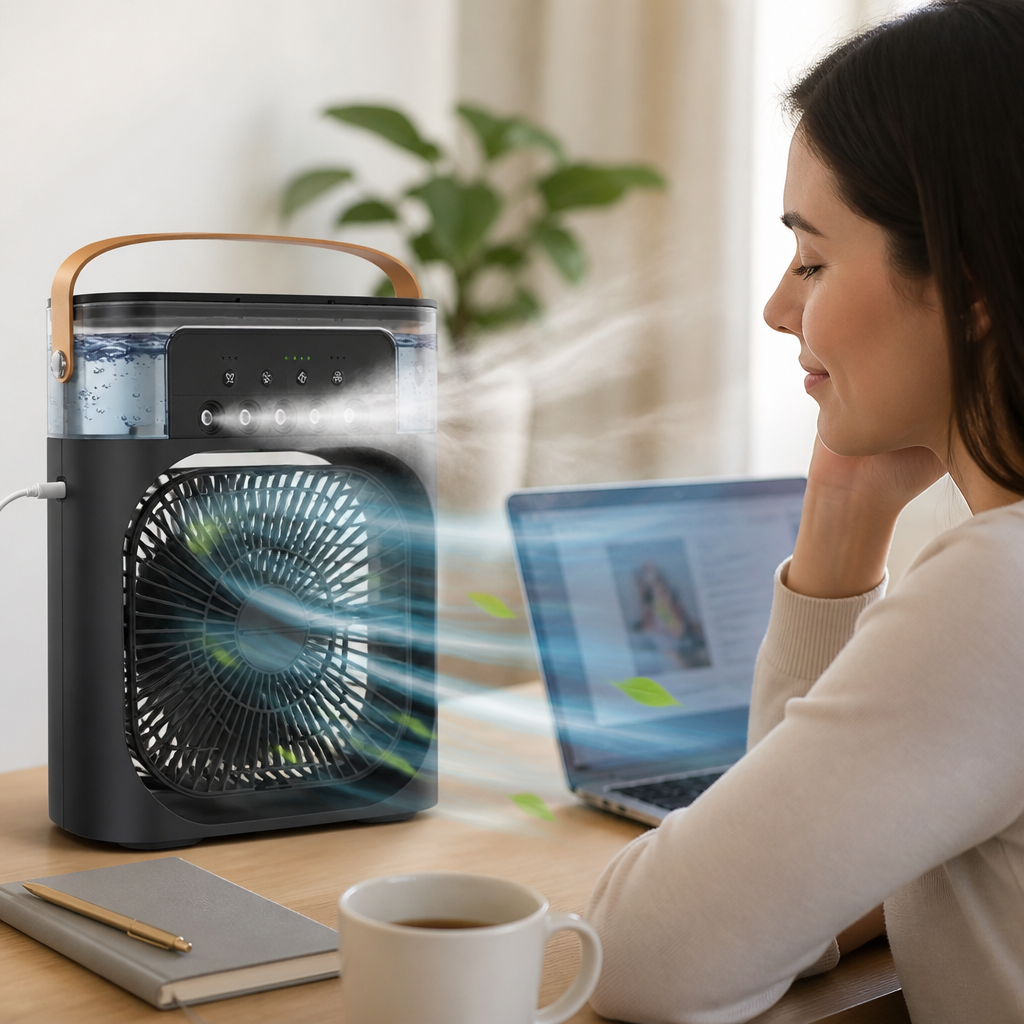 Quiet USB-Powered Portable Mist Fan & Humidifier (500 mL Tank)