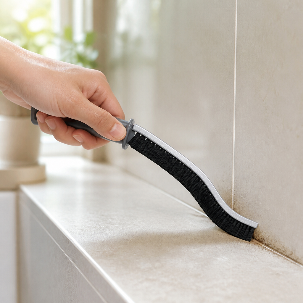 Stiff Angled Bristles & Ergonomic Handle Grout Cleaning Brush