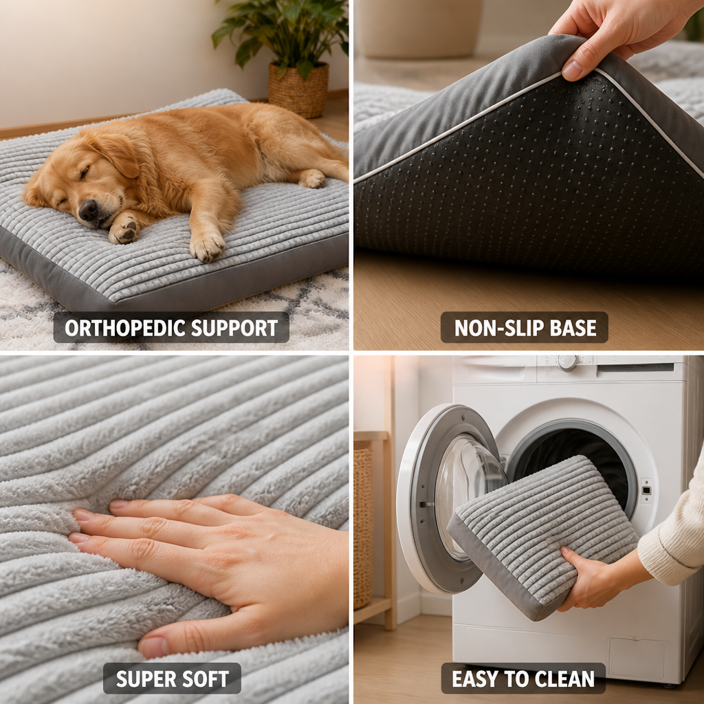 Orthopedic Thick Mattress & Non-Slip Dog & Cat Bed