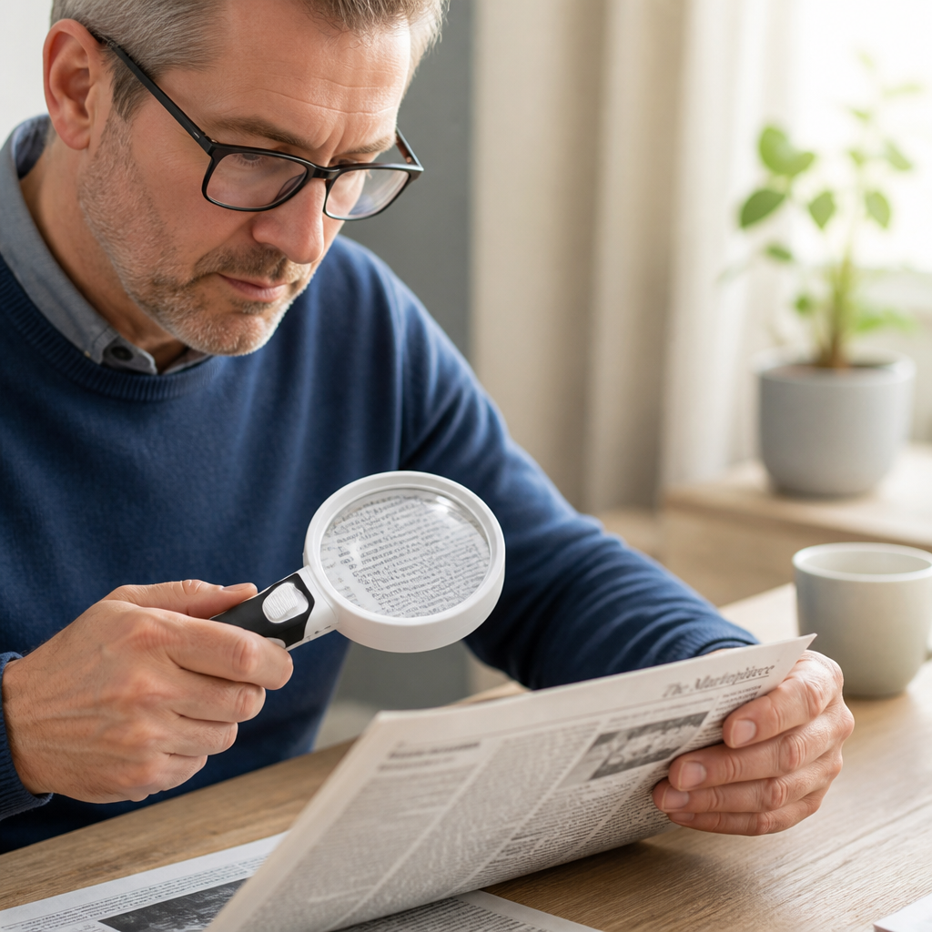 20X Distortion-Free LED Double-Lens Magnifying Glass
