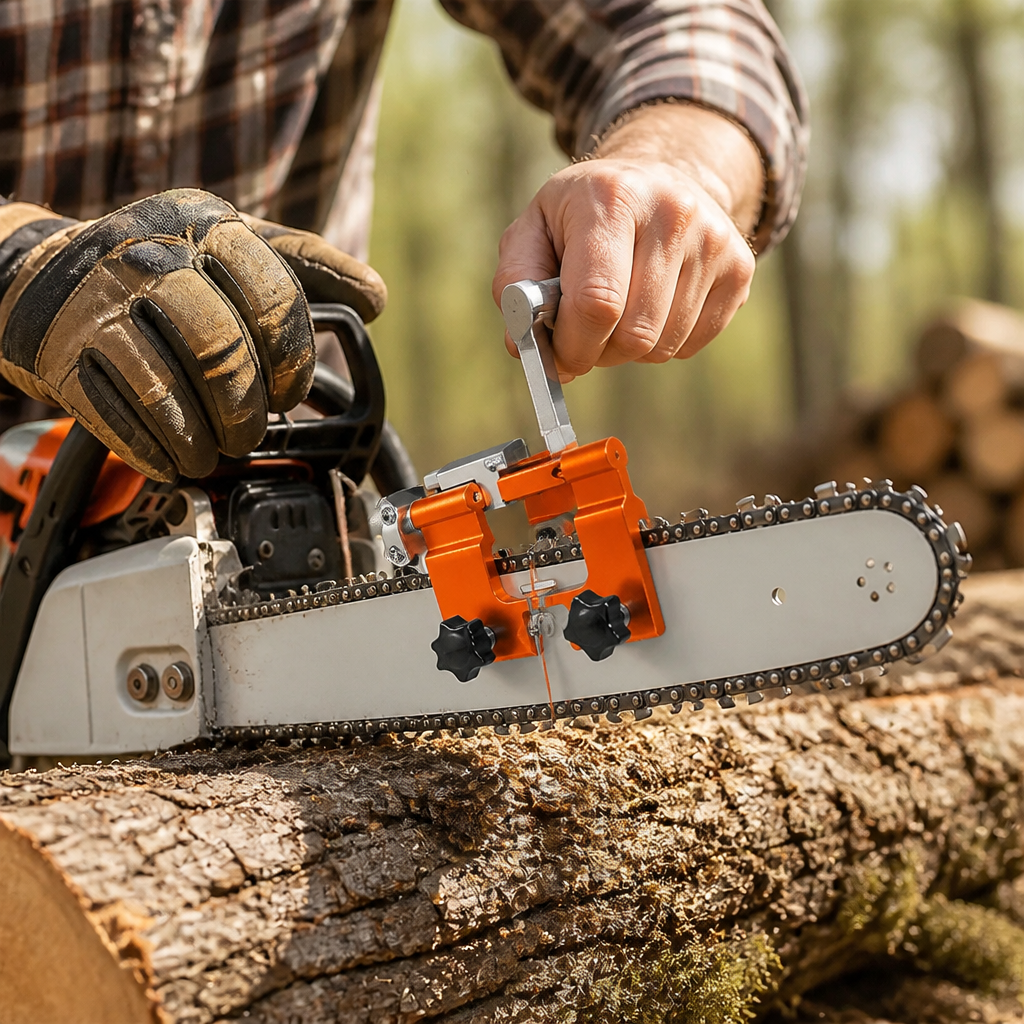 Precise 30° Hand-Crank Chainsaw Sharpener
