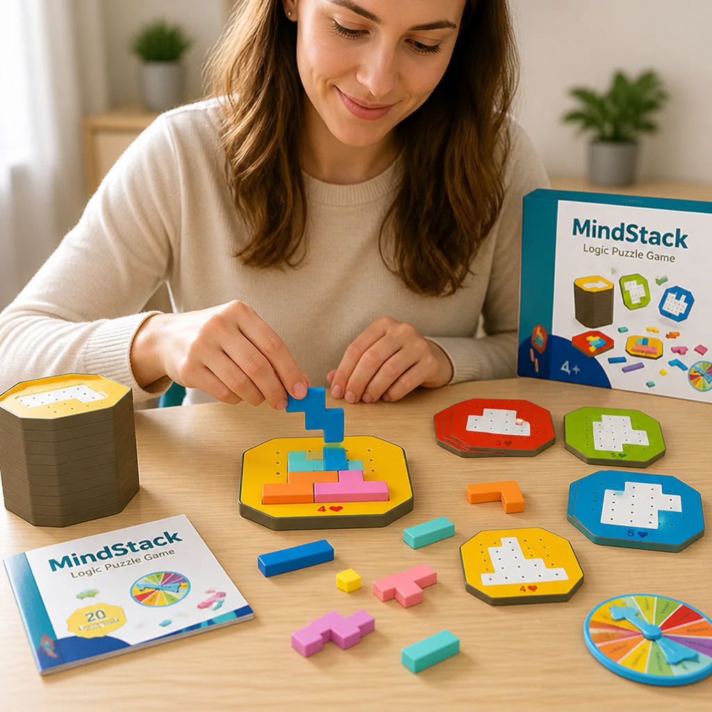 108-Piece Non-Toxic Multi-Level Logic Puzzle Game (20 Task Cards)