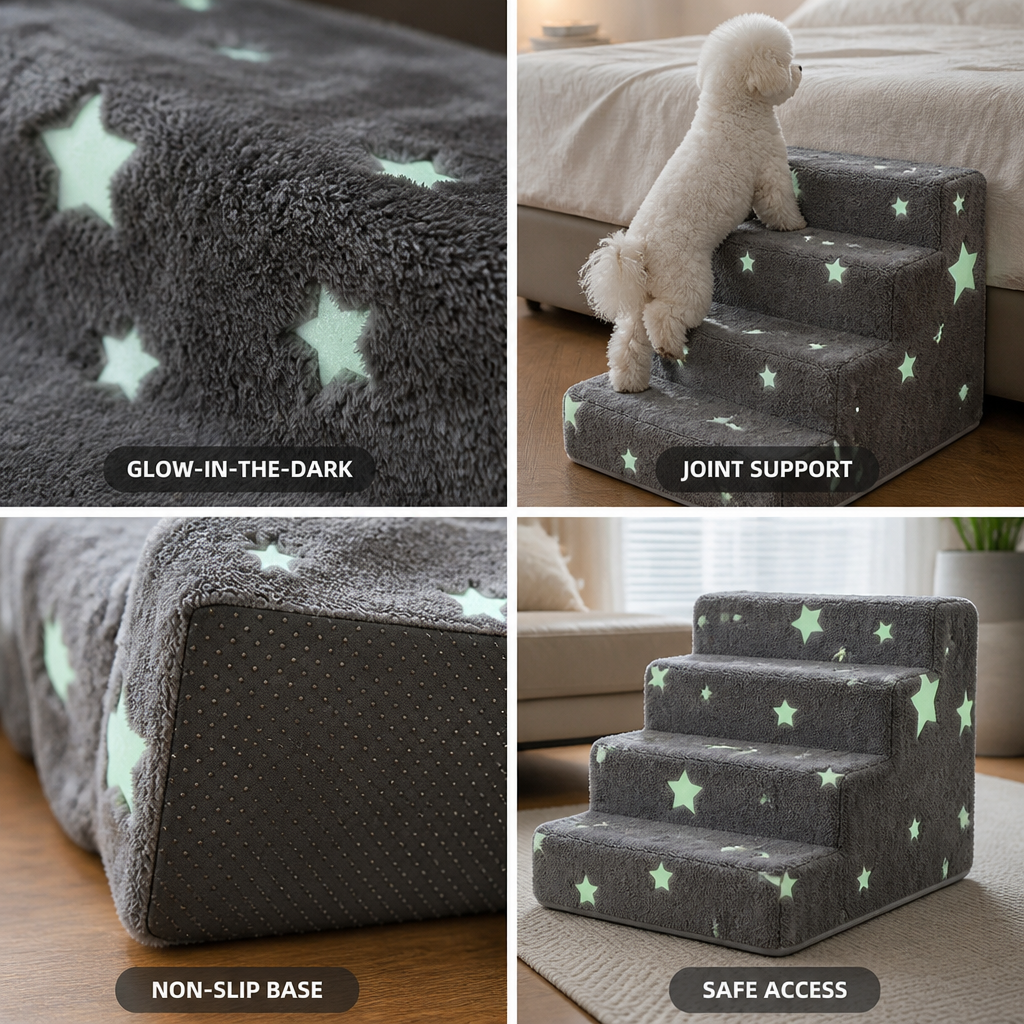 Joint-Friendly Foam Non-Slip Dog Stairs (4-Step)