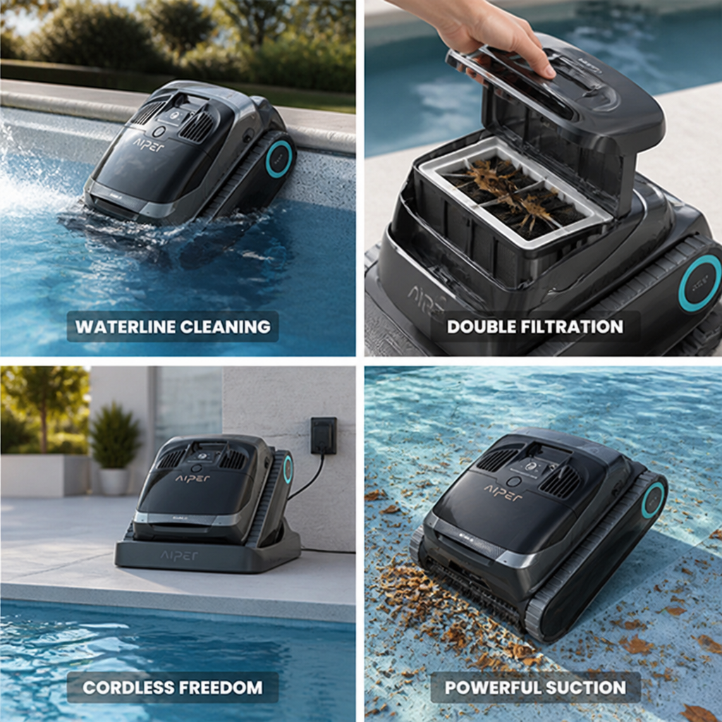 Cordless Dual-Jet & Double-Filtration Pool Cleaner (185-Min Runtime)