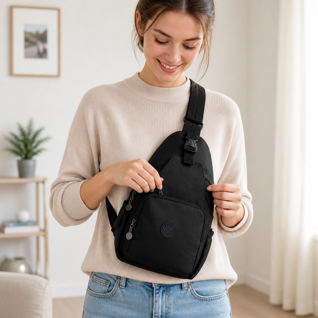 Hidden-Pocket Cut-Resistant & RFID-Blocking Crossbody Bag
