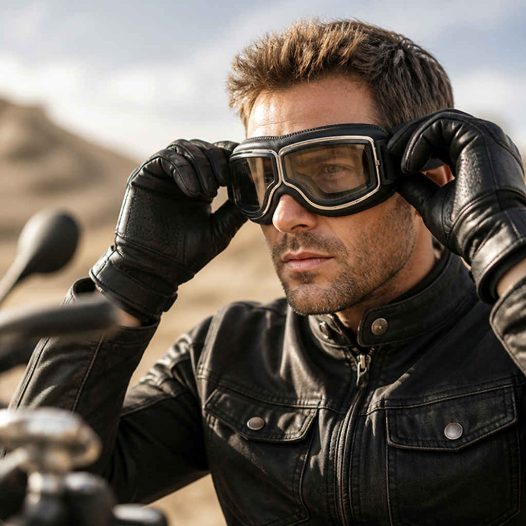 Interchangeable Lenses & Comfort-Padded Motorcycle Goggles