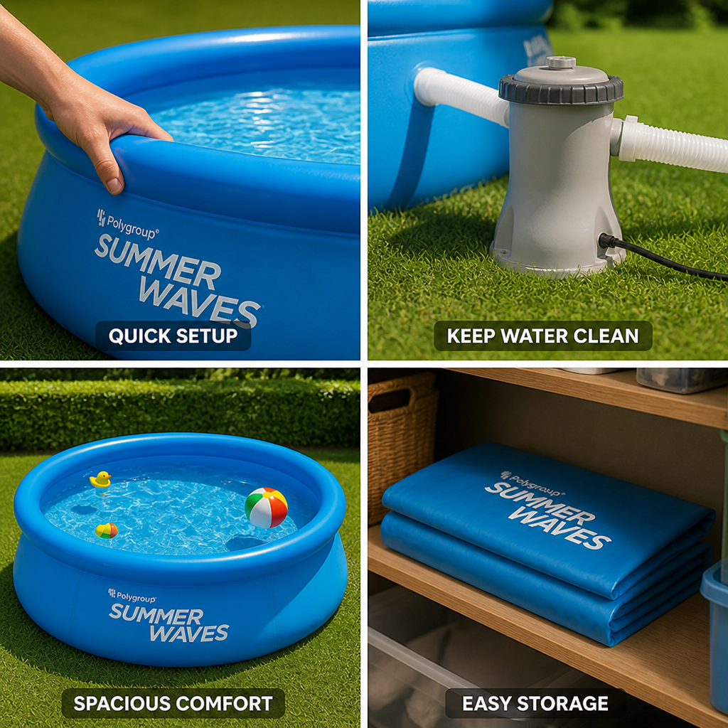 Quick-Setup Inflatable Rim & Filter Pump Family Pool