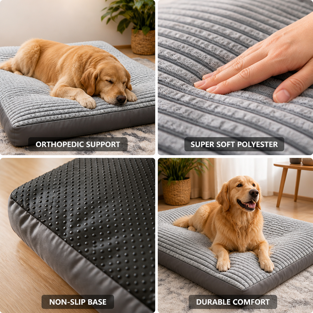 Orthopedic Super-Soft Polyester Pet Bed (Non-Slip Base)