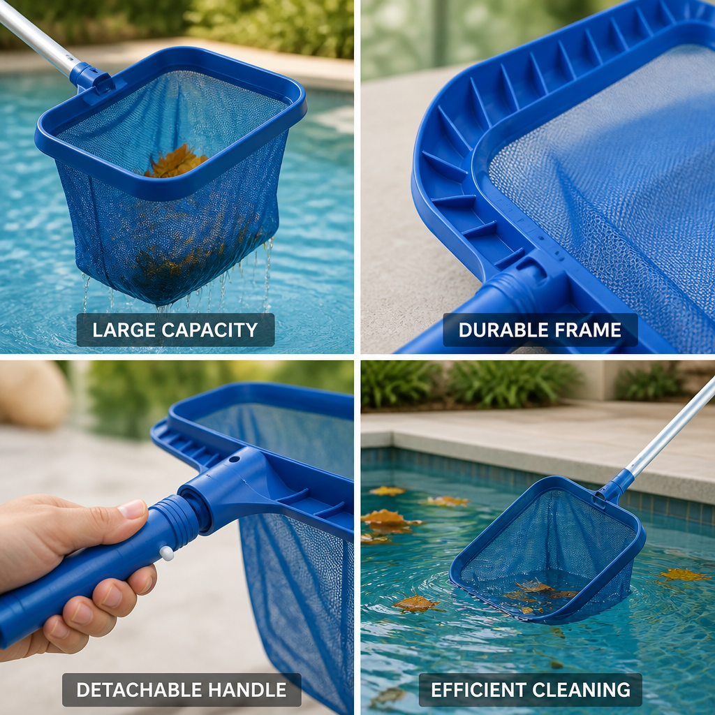 Large Capacity Deep Bag Pool Skimmer (Detachable Handle)