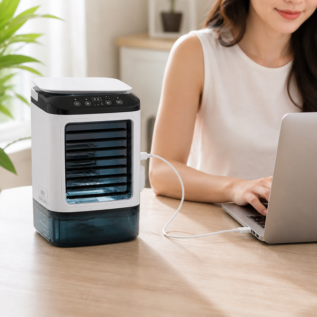 Bladeless USB-Powered Portable Air Cooler (Misting & Ice Box Option)