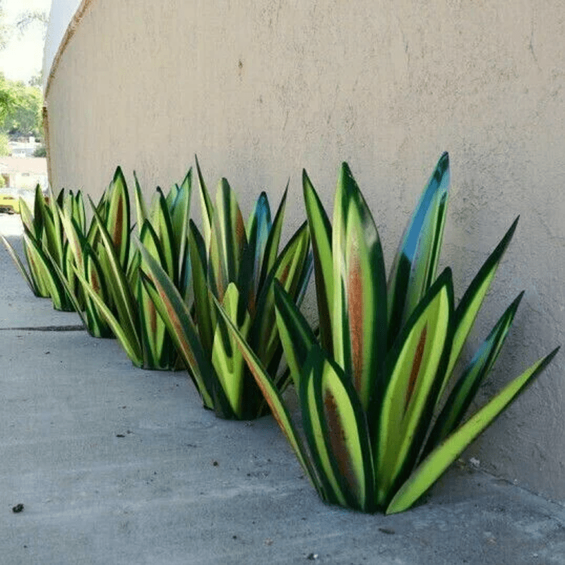 Metal Agave Garden Light - Outdoor Sculpture in Turquoise Copper