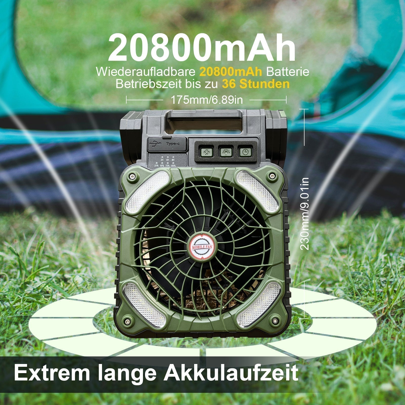 LED Light Solar Ventilator with Built-in Power Bank