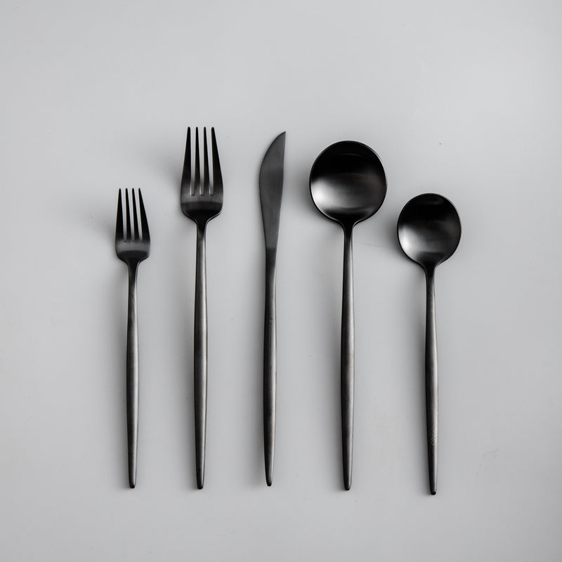 Minimalist Stainless Steel Cutlery Set 18/10 with Titanium Coating